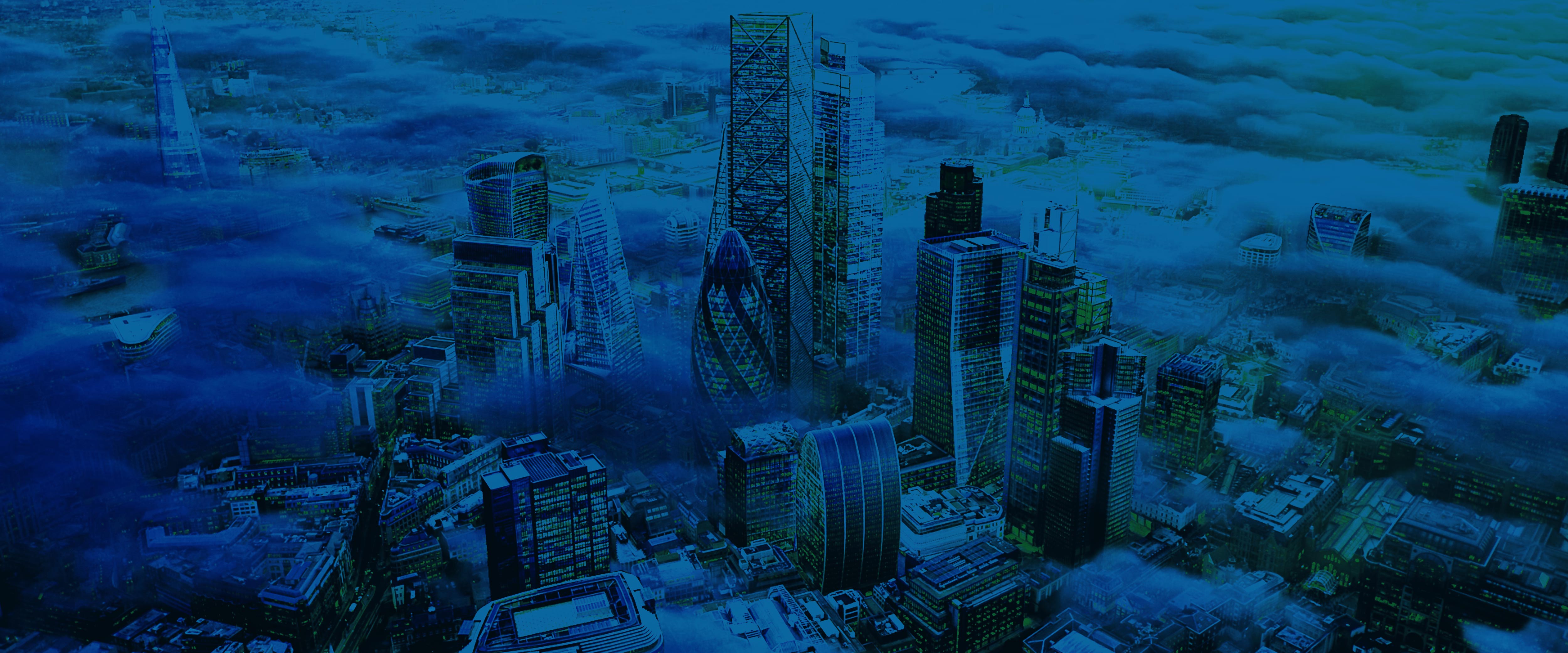 London skyline tinted blue